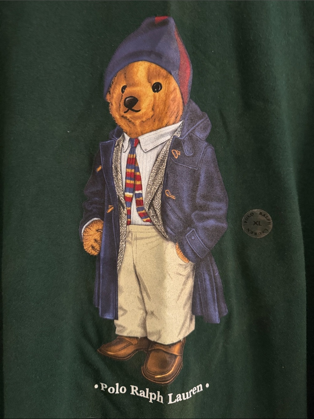 Vintage Ralph Lauren Polo Sport Bear Tee - Dark Green with Navy and Red Accent